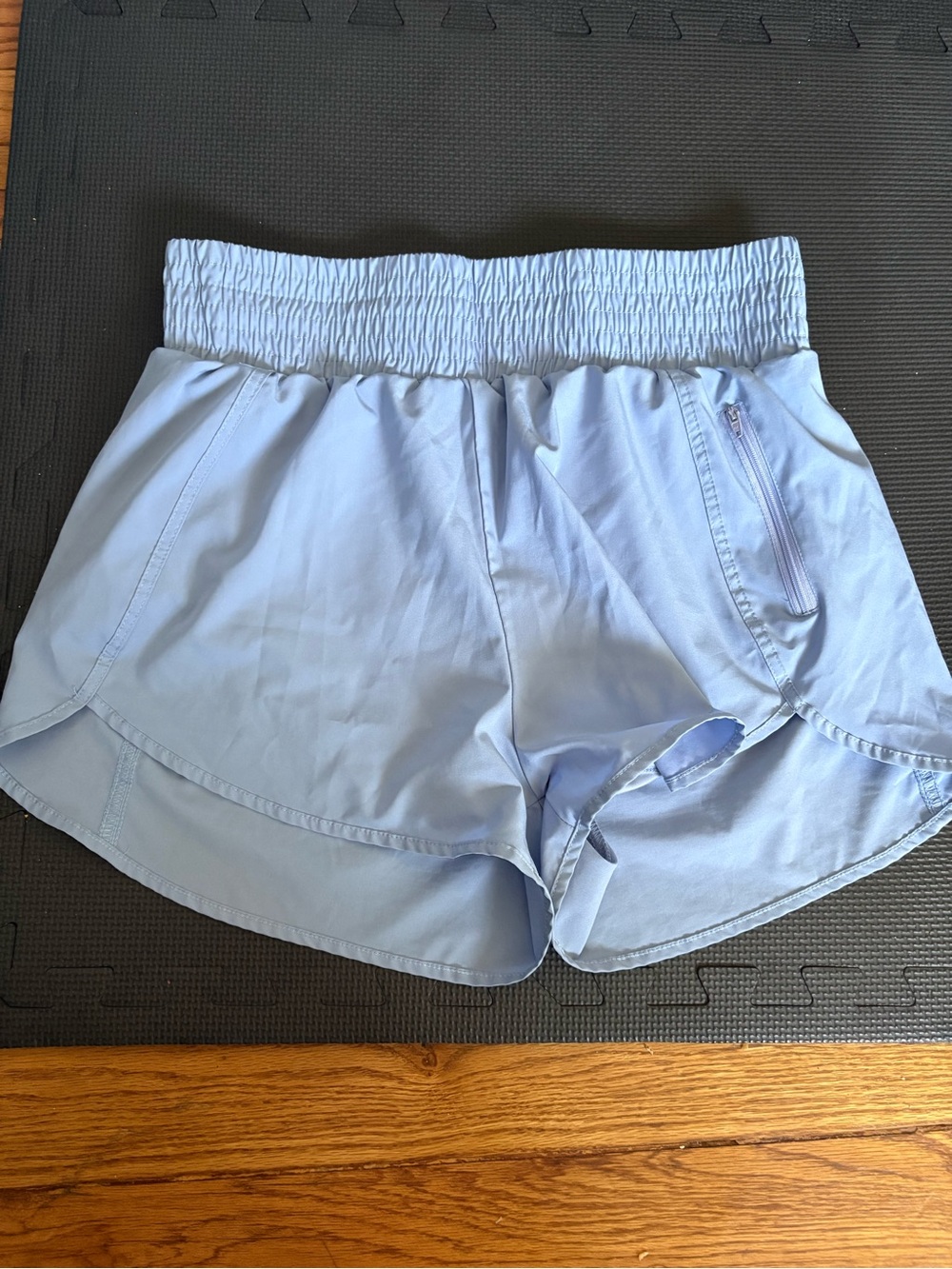 BMJL Light Blue Smocked-Waist Running Shorts Size L